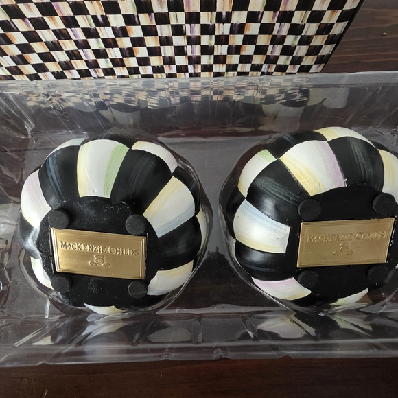 MacKenzie-Childs Courtly Check Pumpkin Candlestick Holders - Picture 2 of 13
